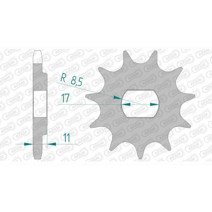 Pignon AFAM 11 dents pas 428 type 55201 Fantic 125 TX250 Trial