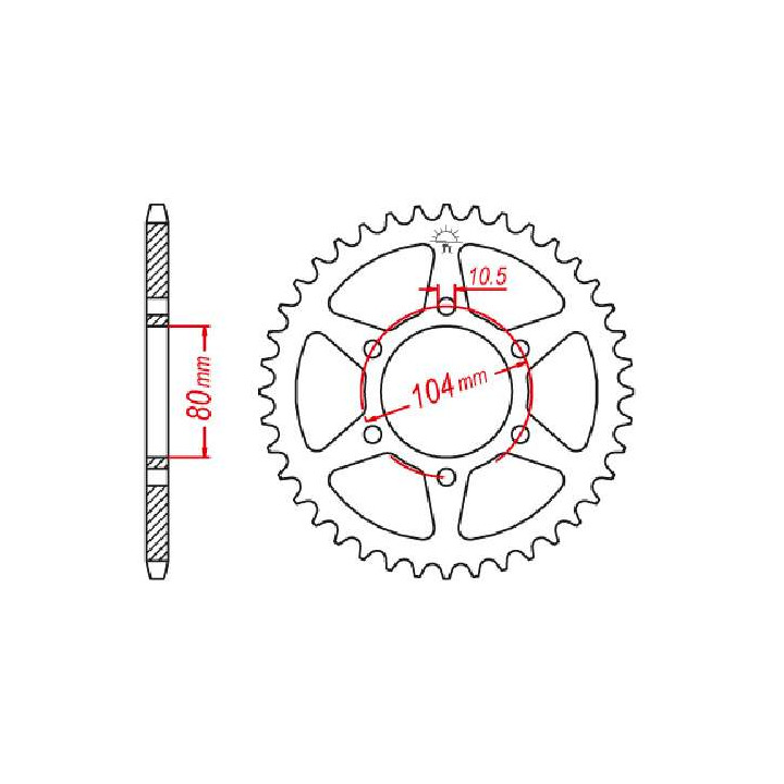 Couronne acier JT 33 dents pas 630 type 501