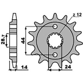 Pignon PBR 17 dents pas 525 type 348 Honda VT750C2 Shadow