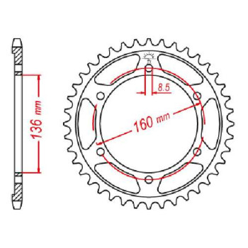 Couronne acier JT 49 dents pas 520 type 5