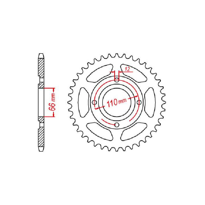Couronne acier JT 38 dents pas 530 type 849