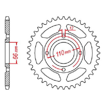 Couronne acier JT 38 dents pas 530 type 849