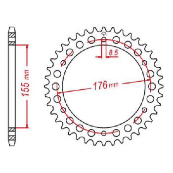 Couronne acier JT 45 dents pas 530 type 2011 Couronne acier JT 45 dents pas 530 type 2011
