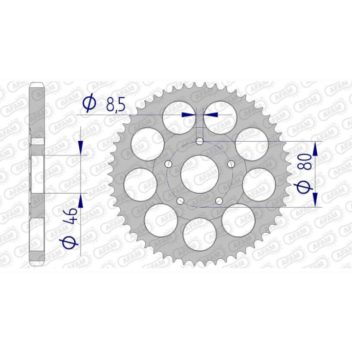 Couronne alu AFAM 54 dents pas 428 type 54102 Fantic 125 TX250 Trial Couronne alu AFAM 54 dents pas 428 type 54102 Fantic 125 TX250 Trial