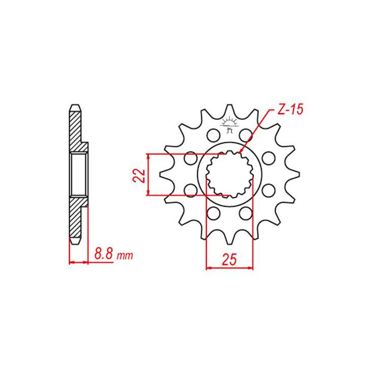 Pignon anti-boue JT 15 teeth not 520 type 1901 Pignon anti-boue JT 15 teeth not 520 type 1901