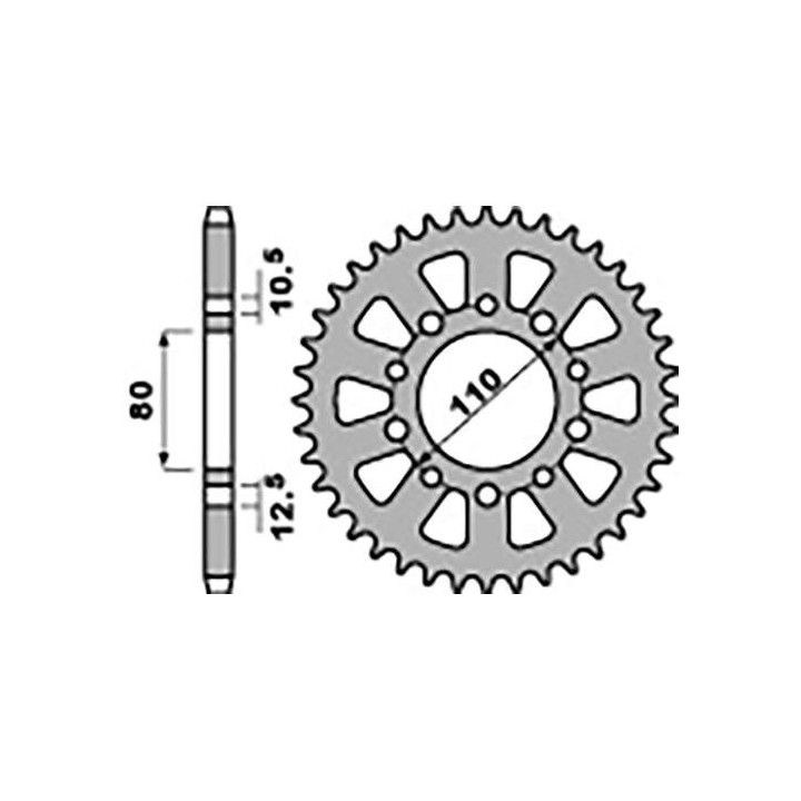 Couronne acier PBR 45 dents pas 530 type 334 Honda CBX550FC F2C