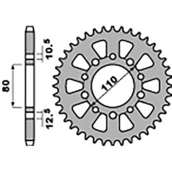 Couronne acier PBR 45 dents pas 530 type 334 Honda CBX550FC F2C Couronne acier PBR 45 dents pas 530 type 334 Honda CBX550FC F2C