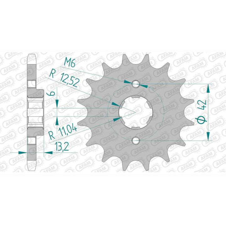 Pignon AFAM 16 dents pas 525 type 20404 Honda CB450 DX