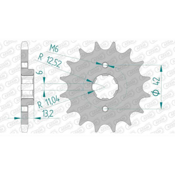 Pignon AFAM 16 dents pas 525 type 20404 Honda CB450 DX
