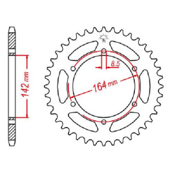 Couronne acier JT 44 dents pas 525 type 1074