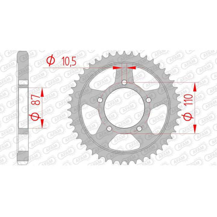 Couronne acier AFAM 45 dents pas 530 type 14601 Suzuki GSF 600 Bandit