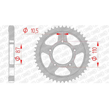 Couronne acier AFAM 45 dents pas 530 type 14601 Suzuki GSF 600 Bandit