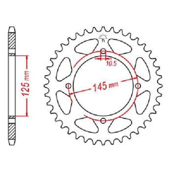 Couronne acier JT 45 dents pas 520 type 857 Couronne acier JT 45 dents pas 520 type 857
