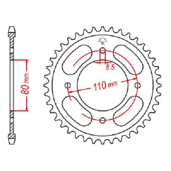 Couronne acier JT 42 dents pas 428 type 1219