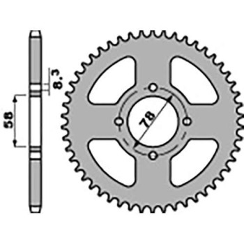 Couronne acier PBR 45 dents pas 428 type 810 Suzuki RG 125 Couronne acier PBR 45 dents pas 428 type 810 Suzuki RG 125