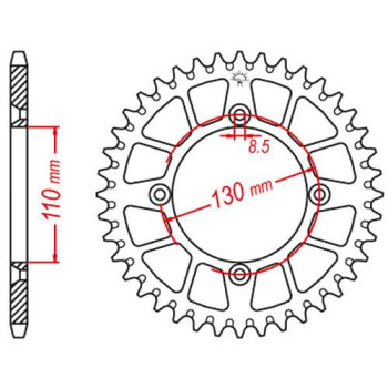 Couronne alu JT 50 dents ultra-light pas 420 type 215