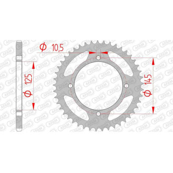 Couronne acier AFAM 45 dents pas 520 type 12505 MZ/MUZ 660 Baghira