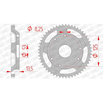 Couronne acier AFAM 53 dents pas 420 type 47100 Derbi 50 R Senda Racer Couronne acier AFAM 53 dents pas 420 type 47100 Derbi 50 R Senda Racer