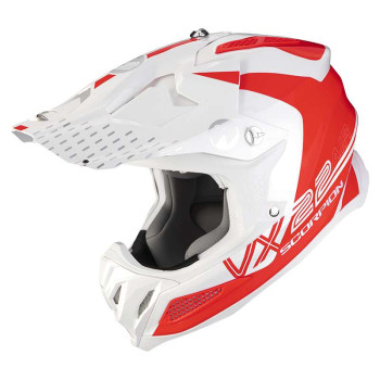 Casque cross Scorpion VX-22 AIR ARES Blanc / Rouge
