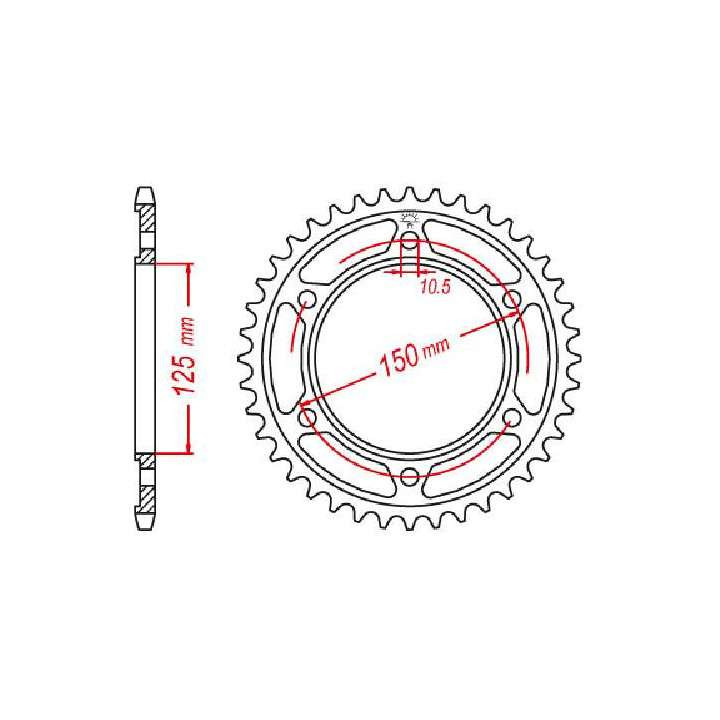 Couronne acier JT 45 dents pas 525 type 899 Couronne acier JT 45 dents pas 525 type 899
