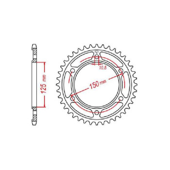 Couronne acier JT 45 dents pas 525 type 899 Couronne acier JT 45 dents pas 525 type 899
