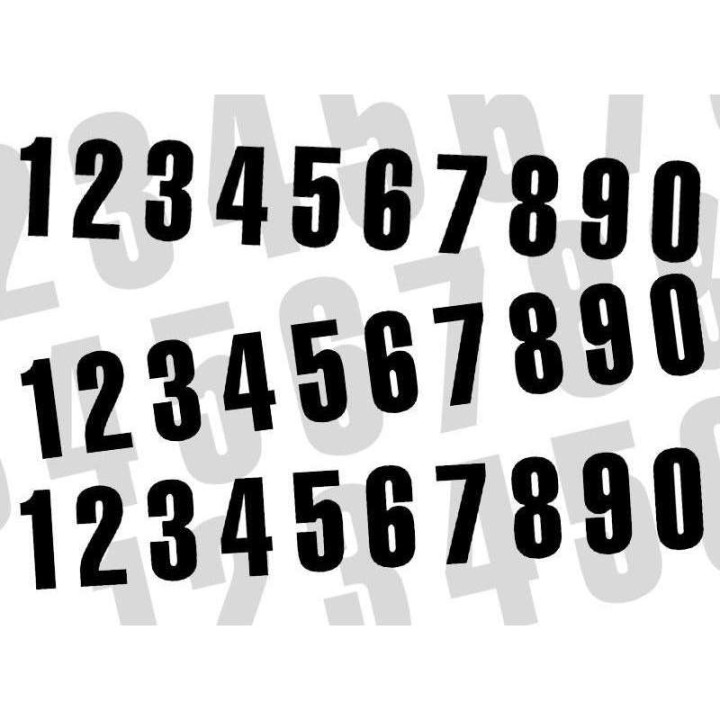 Kit numéros de course 0 à 9 (x3) MX 160x75mm Kit numéros de course 0 à 9 (x3) MX 160x75mm