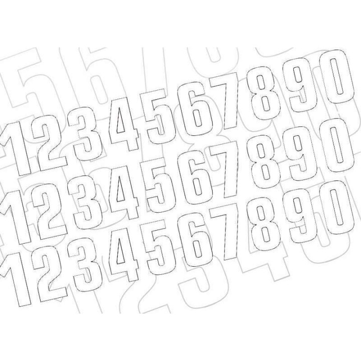 Kit numéros de course 0 à 9 (x3) MX 160x75mm Kit numéros de course 0 à 9 (x3) MX 160x75mm