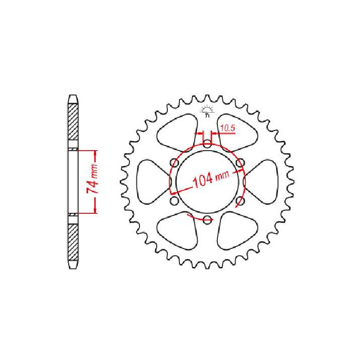 Couronne acier JT 40 dents pas 530 type 481