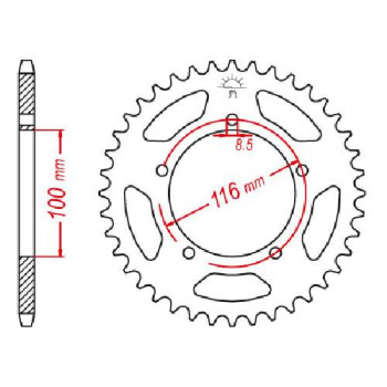 Couronne acier JT 50 dents pas 420 type 464