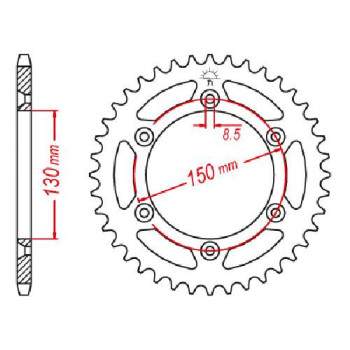 Couronne acier JT 48 dents pas 520 type 251