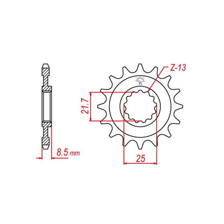 Pignon JT 17 dents pas 525 type 1537
