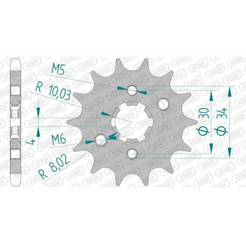 Pignon AFAM 14 dents pas 428 type 21207 Beta RR 125 Enduro