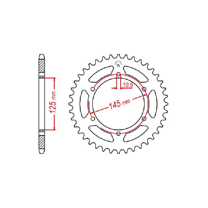 Couronne acier JT 45 dents pas 520 type 855 Couronne acier JT 45 dents pas 520 type 855