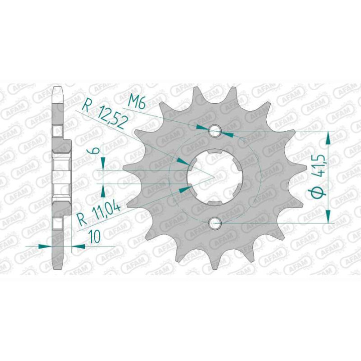 Pignon AFAM 15 dents pas 520 type 20508 Honda NX 500 Dominator