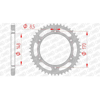 Couronne acier AFAM 47 dents pas 525 type 14603 Suzuki DR 800 S Couronne acier AFAM 47 dents pas 525 type 14603 Suzuki DR 800 S