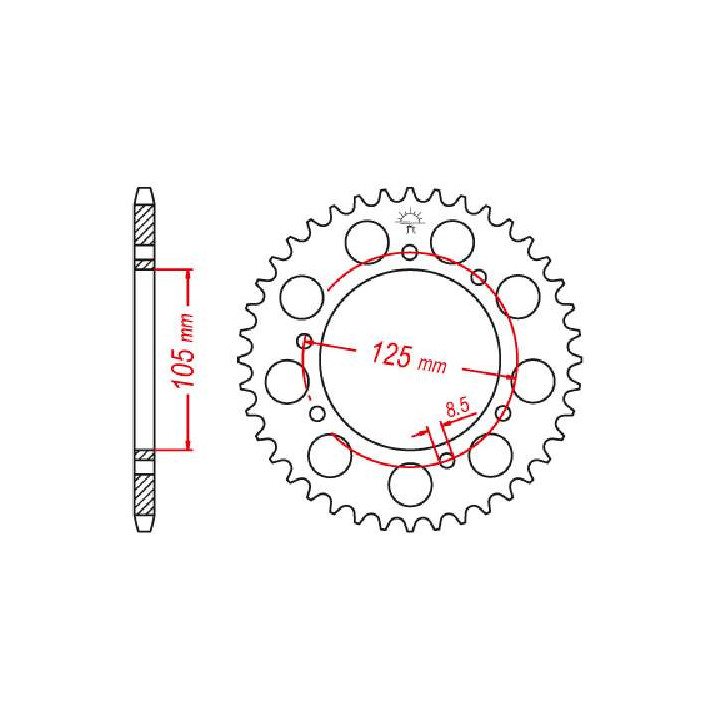 Couronne acier JT 58 dents pas 420 type 1131