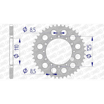 Couronne alu AFAM 42 dents pas 520 type 60201 Beta 240 ALP Couronne alu AFAM 42 dents pas 520 type 60201 Beta 240 ALP