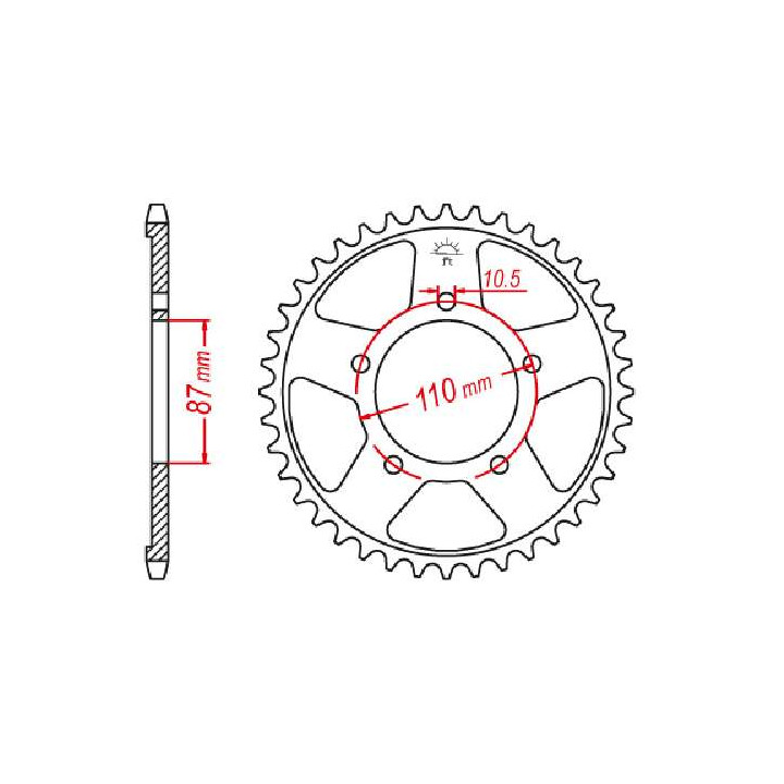 Couronne acier JT 43 dents pas 530 type 829