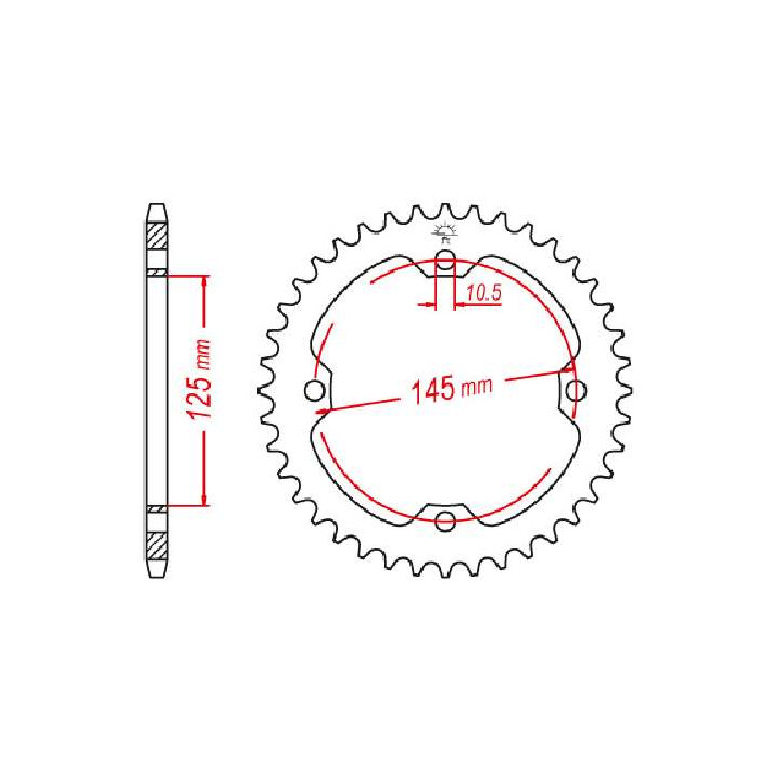 Couronne acier JT 47 dents pas 520 type 1857