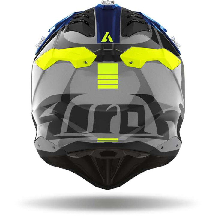 Airoh AVIATOR 3 PUSH GRIS/BLEU motocross helmet Airoh AVIATOR 3 PUSH GRIS/BLEU motocross helmet