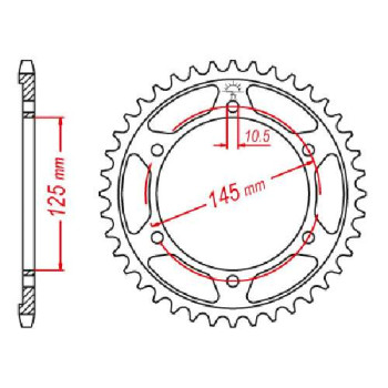 Couronne acier JT 45 dents pas 530 type 865 Couronne acier JT 45 dents pas 530 type 865