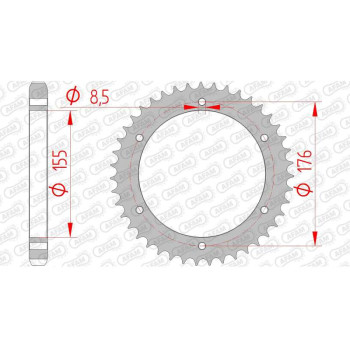 Couronne acier AFAM 43 dents pas 530 type 86601 Triumph T509 Speed Triple Couronne acier AFAM 43 dents pas 530 type 86601 Triumph T509 Speed Triple