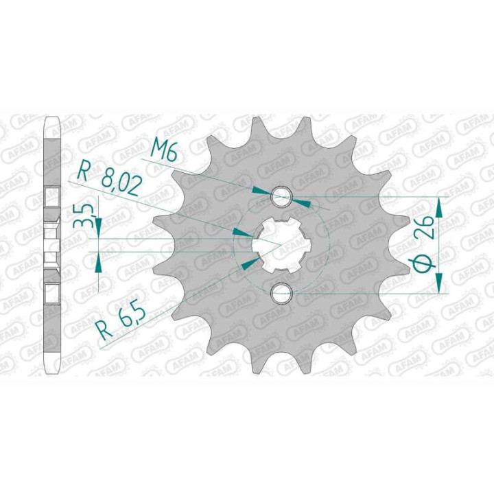 Pignon AFAM 15 dents pas 420 type 22100 Suzuki AP 50 Pignon AFAM 15 dents pas 420 type 22100 Suzuki AP 50