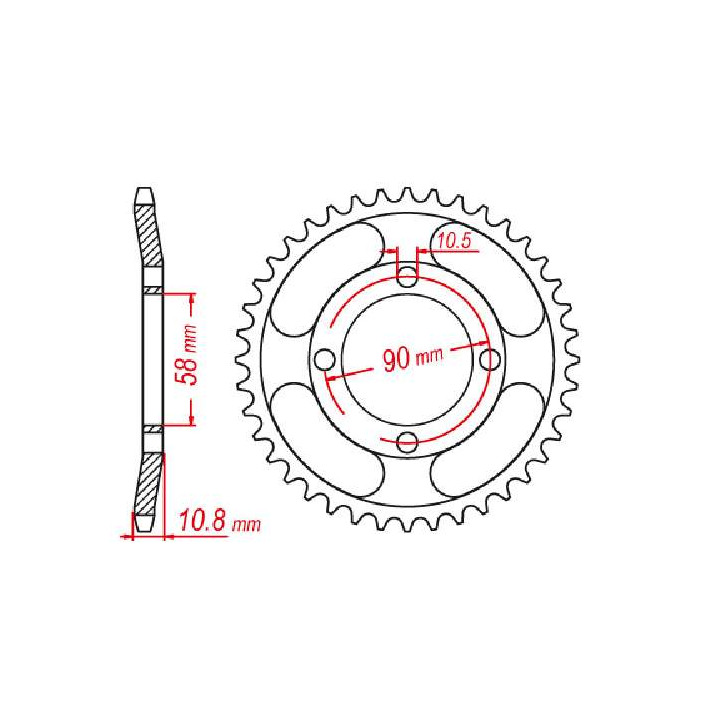 Couronne acier JT 45 dents pas 520 type 277