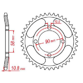 Couronne acier JT 45 dents pas 520 type 277 Couronne acier JT 45 dents pas 520 type 277