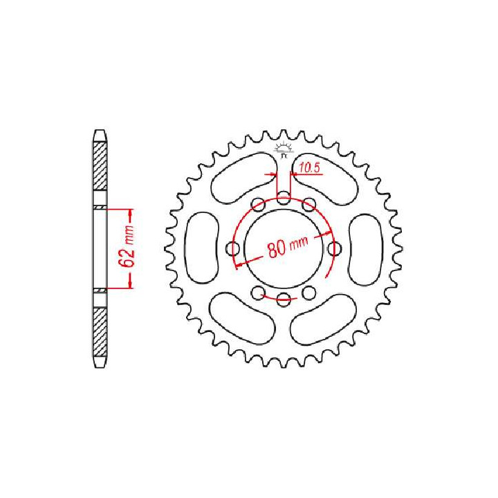 Couronne acier JT 46 dents pas 428 type 843