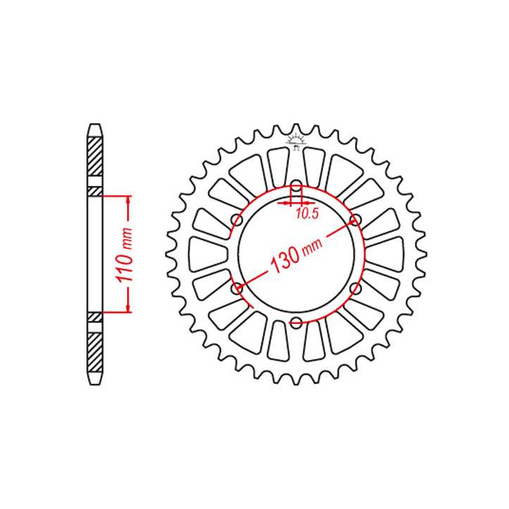 Couronne alu JT 46 dents ultra-light pas 520 type 486