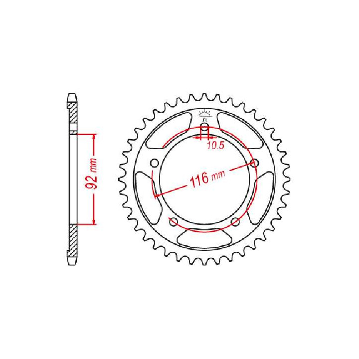 Couronne acier JT 41 dents pas 530 type 1493