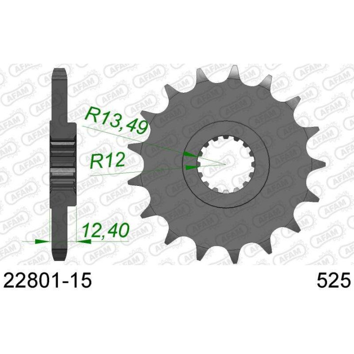 Pignon AFAM 15 dents pas 525 type 22801 GSX-R1000 17-