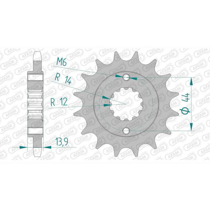 Pignon AFAM 16 dents pas 525 type 20606 Honda XRV 750 Africa Twin